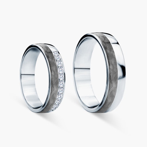 Obrączki ślubne: carbon, tytan, półokrągłe, 6 mm